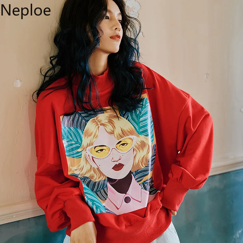 Neploe/Модные свободные толстовки с круглым вырезом для женщин, дизайн, пуловер с длинными рукавами, толстовка с принтом и круглым вырезом, Осенний женский топ 46682