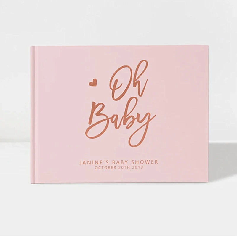 Personalizzato Blush Pink Baby Shower Libro Degli Ospiti Ragazza, Decorazioni Per Baby Shower In Oro Rosa, Oh Baby Shower Libro Con Copertina Rigida, 