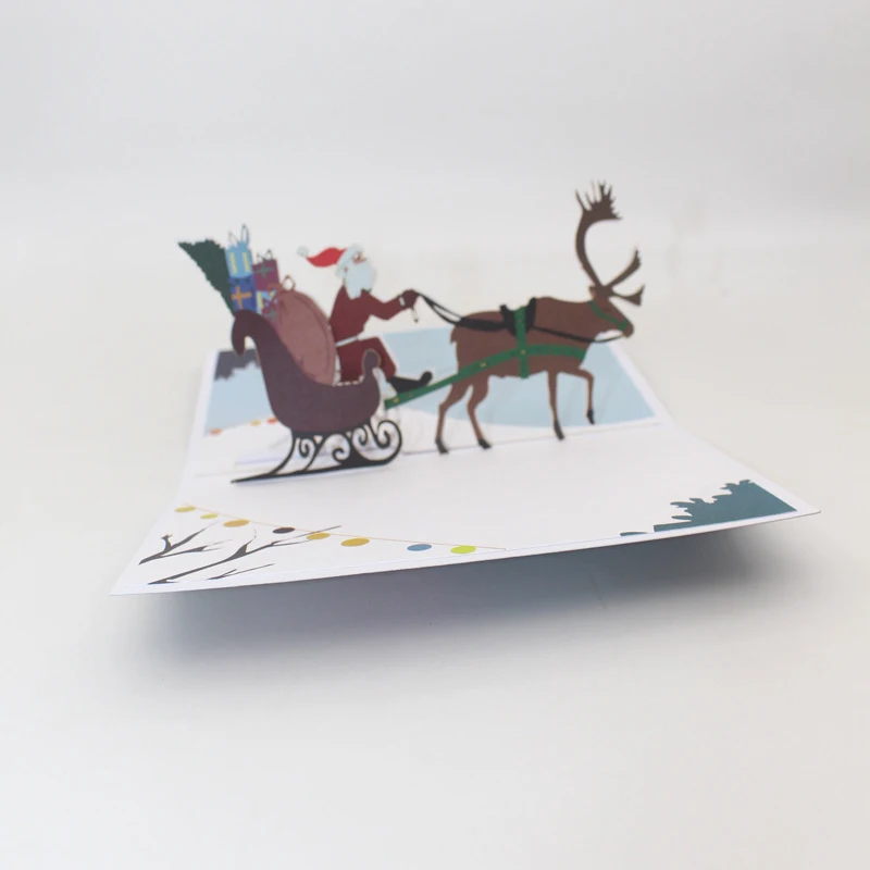  4 Styles 3D Handmade Cartoon Colorful Chrismas Party Paper Invitation Greeting Cards PostCard Merry - 4000314459897