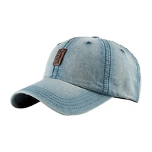 Outdoor Women Men Baseball Cap Washed Denim Peaked Hat Headwear Sports Wear With Adjustable Back Closure