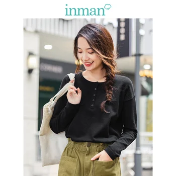

INMAN Round Collar Off Shoulder Inside Knit Wear All Match Women Pullover Sweater