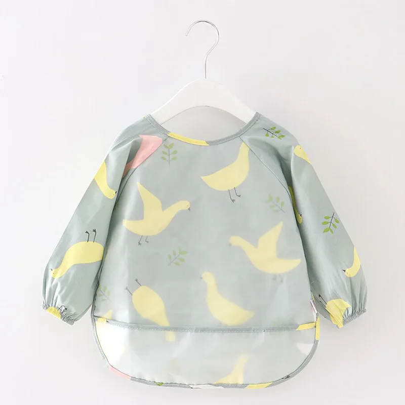 Waterproof Baby Bandana Bibs Cartoon Bibs Infant Eating Children Drawing Long Sleeve Apron Baby Self Feeding Burp Cloths baby bib,feeding bib,cotton bib,cotton bib set,children painting apron