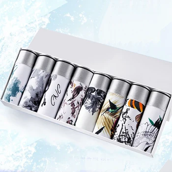 

8pcs underwear man Ice silk male underpants gay Seamless design men's boxers fashionable boxer shorts for men sexy mens panties