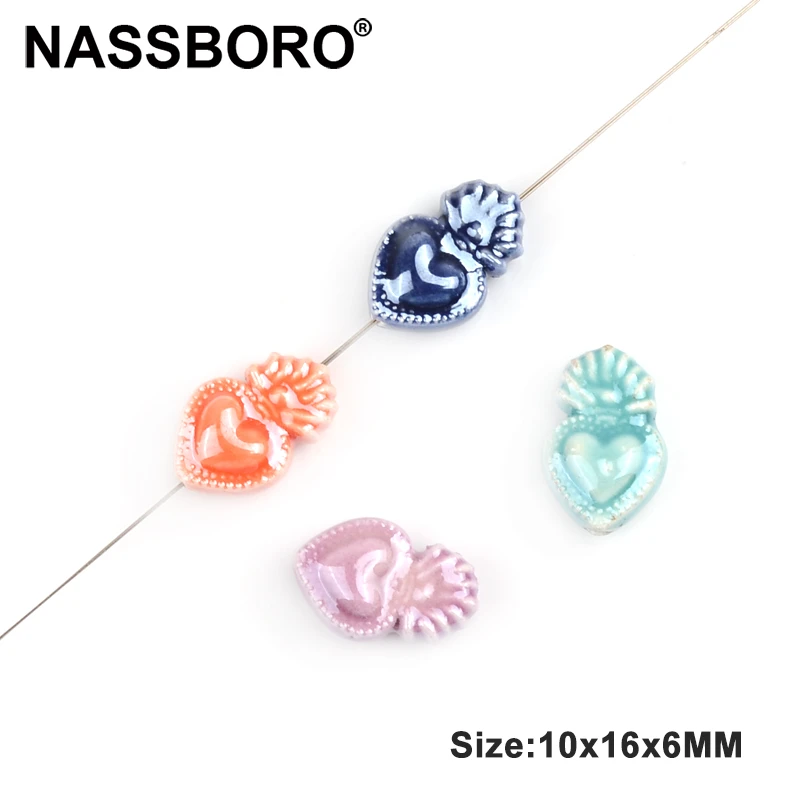 Cuentas de cerámica en forma de corazón para la fabricación de joyas, abalorios de accesorios para pulseras y para mujeres y niñas|cuentas| - AliExpress