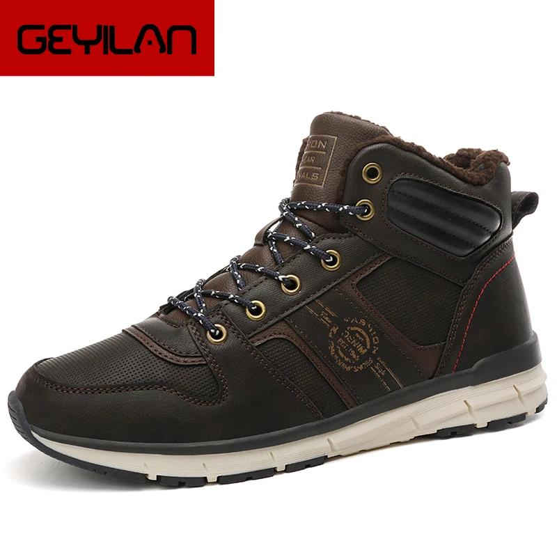 

New Arrival Suede Leather Men Snow Boots Autumn Winter Warm Plush Men boots Ankle Boots casual Martin boots Flat shoes big size