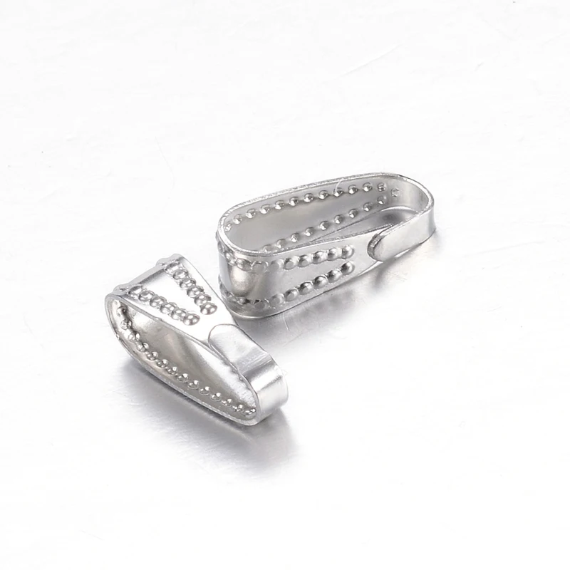 304 Stainless Steel Snap On Bails Pendant Clasp Pinch Clip Bail Connector Link for Jewelry