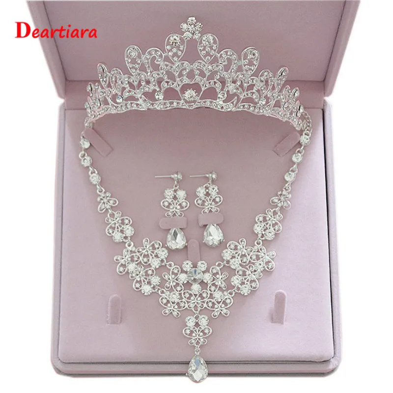 

Bridal Jewelry Sets Rhinestone Crown Tiaras Necklace Earrings Set for Bride African Beads Jewelry Sets Hair Jewelry Wedding