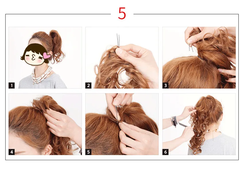 Женские DIY эластичные резинки для волос кусок булочки для волос Синтетические поддельные булочки для волос Кудрявые пучки шиньонов высокотемпературное волокно