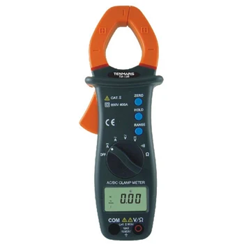 

TENTARS TM-13E AC/DC Clamp Meter Test Ranges: ACV, ACA, DCV, DCA, Resistance, Continuity.Data Hold and Range Hold Auto Zero.