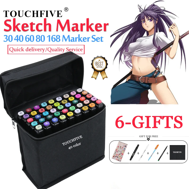 TouchFive эскиз маркеры кисти ручки набор манга цветные двойная головка
