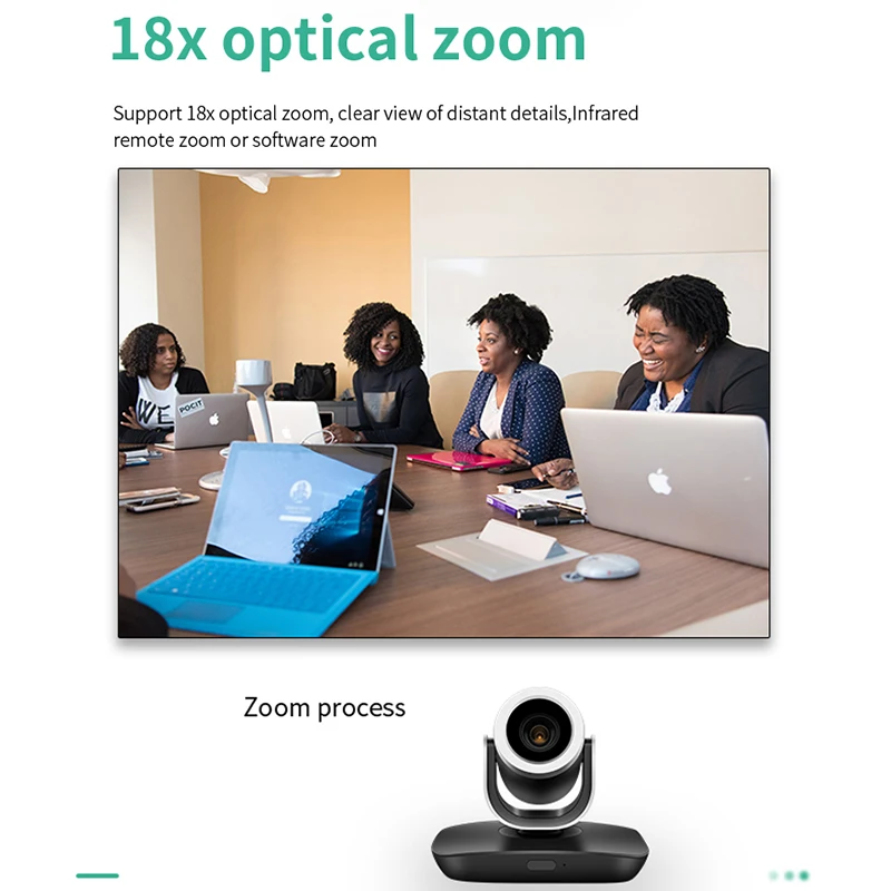 1080P 30FPS USB2.0 Infrared Remote Control Video Conference Camera 18X Optical Zoom For Meeting Telemedicine Remote Teaching