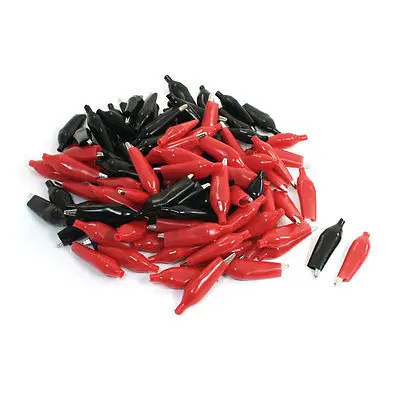 

100 Pcs 43mm Clip Probe Testing Metallic Alligator Clamp Red Black