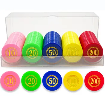 

100pcs 40*3.5mm Coins Plastic Poker Chips Count with golden Number coins Chips Markers for Board games Poker Cards game