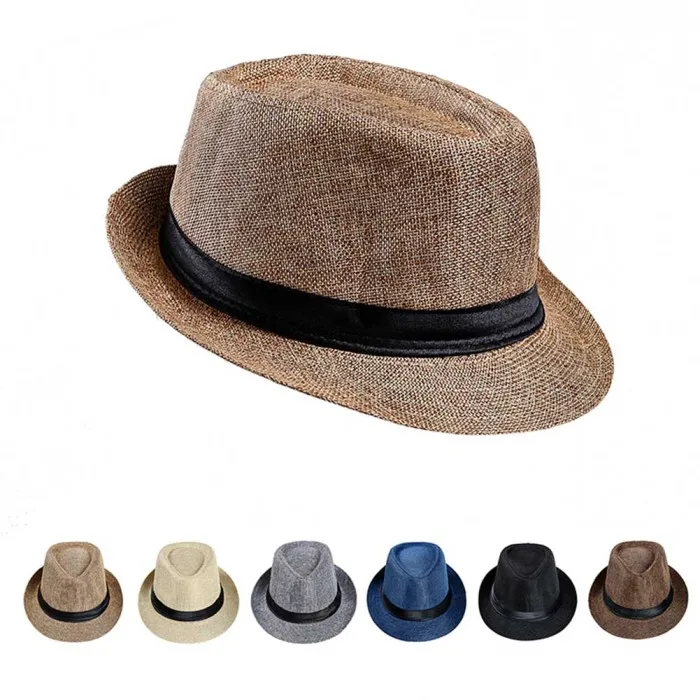 Summer Men New Weaving Linen Straw Sun Hat Sun Protective Foldable Breathable Casual Simple Caps Temperament Male Cap