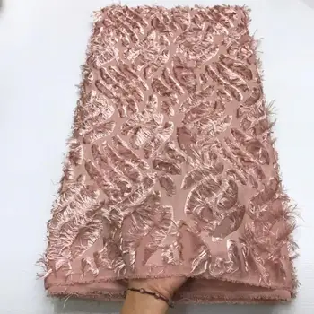 

New Arrival 3D Tassels African Chiffon Lace Fabric Embroidery French Mesh Lace Fabrics For Nigerian Party Dresses KRL-69110