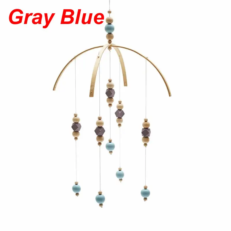 Gray Blue Скандинавские детские погремушки игрушки деревянные бусины кроватки колокольчики новорожденных игрушка висящая над кроватью - Цвет: Gray Blue