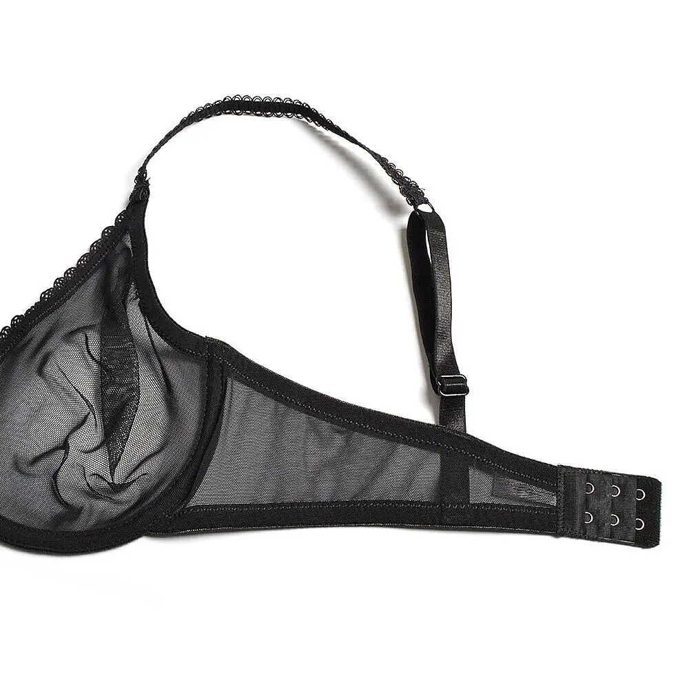Vgplay Hollow Mesh Lace Lingerie Unlined Solid Plunge Bra And Panties ...