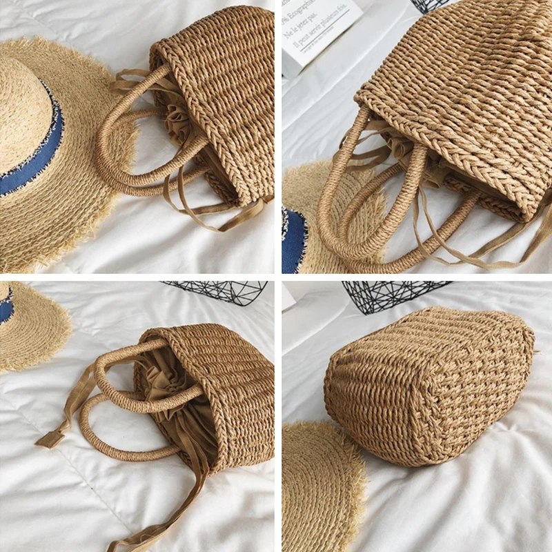 Straw Bags for Women Summer Rattan Bag Handmade Woven Beach Bag Bohemia Handbag Bolsos Fashion Rattan Basket Tote Purse
