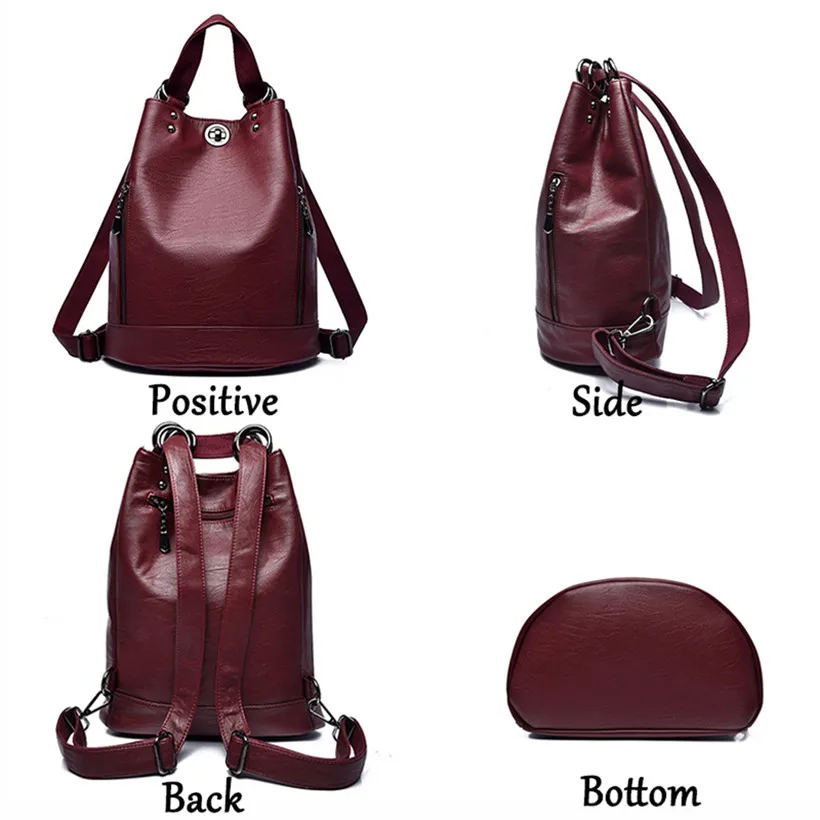 Female Backpacks Solid Women School Backpack Mochilas Women Leather Backpacks High Quality Ladies Bagpack Vintage Sac A Dos