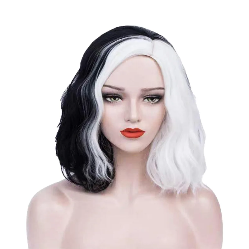 Cruella De Vil Costume Wig White Hair Halloween Party Fancy Dress Accessories