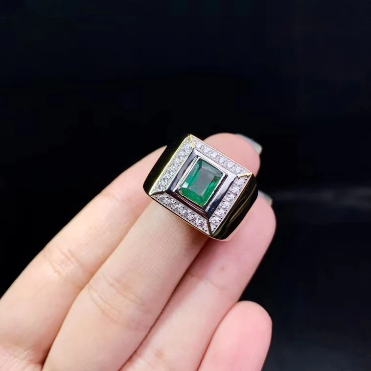 Procogem натуральный изумруд кольца для мужчин и женщин 5A класс подлинные зеленые Самоцветы ювелирные украшения 925 пробы серебро сертификат#725