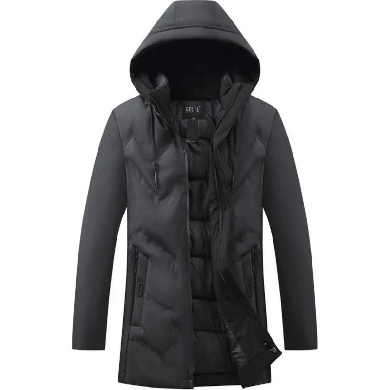 

Men's winter 2019 hooded plus-size men's pure-color zipper cotton-padded jacket cotton-down men's casual coat