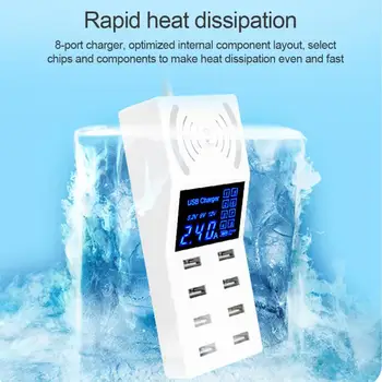 

Smart LED Display Charging Station 8 Multi-Port USB Adapter Desktop Wall Charger Home charger For pjhone and Smart devices
