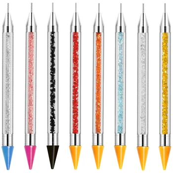 

CYSHMILY 8 Colors Dual-ended Nail Art Dotting Pen Crayon Crystal Rhinestone Bead Picker Wax Pencil DIY Nails Brush Manicure Tool