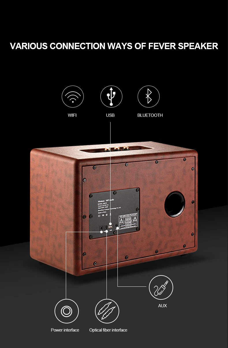 Профессиональный сабвуфер WiFi динамик Bluetooth 100 Вт HiFi Ретро книжная полка громче динамик ВЧ/бас/громкость Регулируемый динамик s