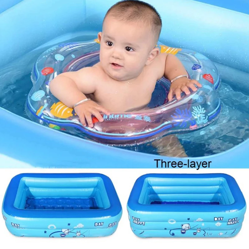 120CM 3 Layers Children Inflatable Pool Bathing Tub Baby Kid Home Outdoor Large Swimming Square | Мать и ребенок