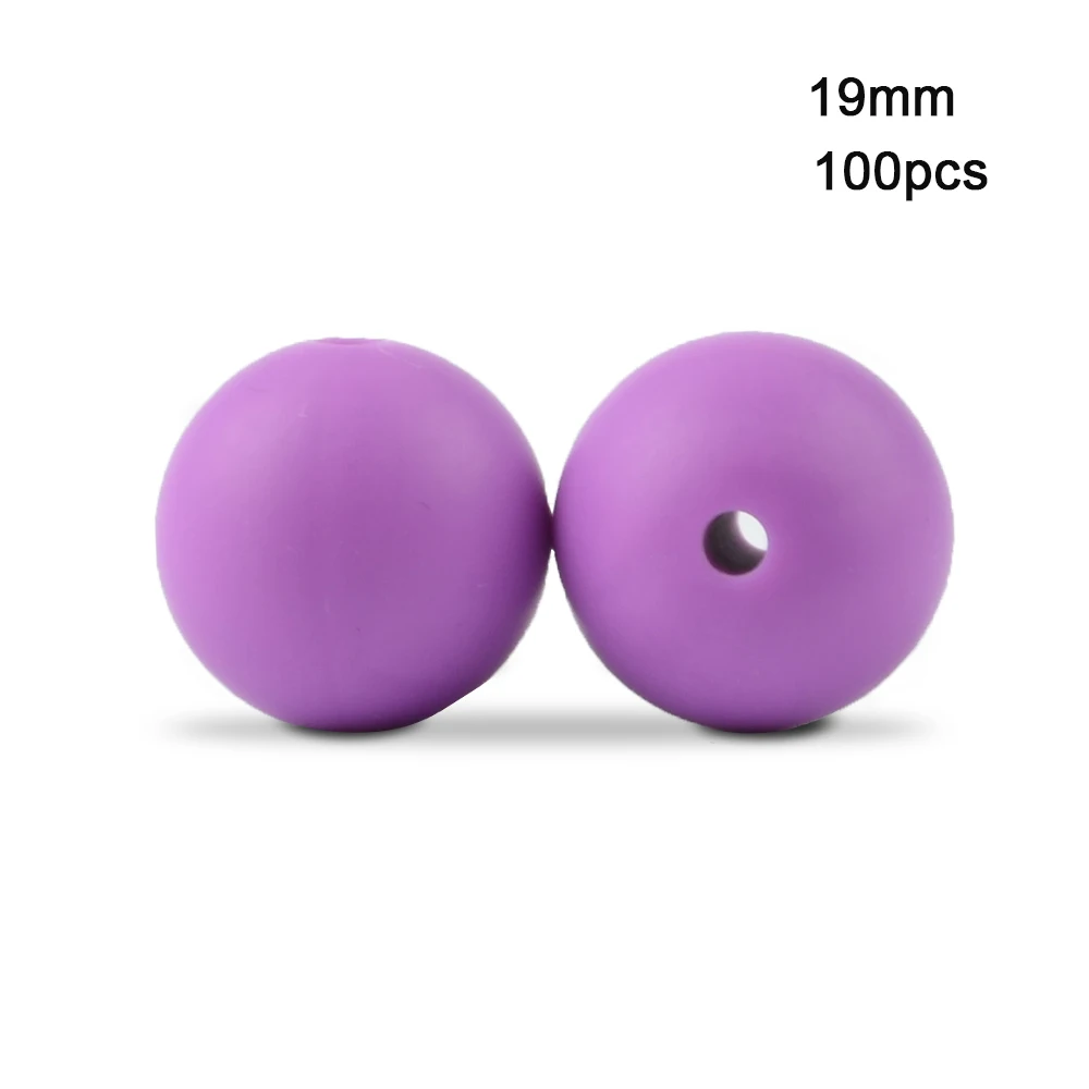 Medium purple LOFCA 100 шт 19 мм круглые силиконовые бусины Детские Прорезыватели без бисфенола пищевая детская игрушка DIY ювелирные изделия ожерелье аксессуары для кормления - Цвет: Medium purple