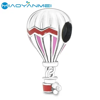 

Fashion Jewelry 925 Sterling Silver Beads Red Hot Air Balloon Travel Charm Fit Original Pandora Bracelets Women DIY Gift