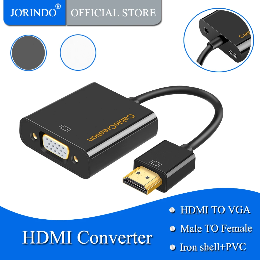 Адаптер hdmi-vga, JORINDO HDMI мужчина к вставной конвертер для vga, для портативных ПК тетрадь HD DVD и более, черный цвет