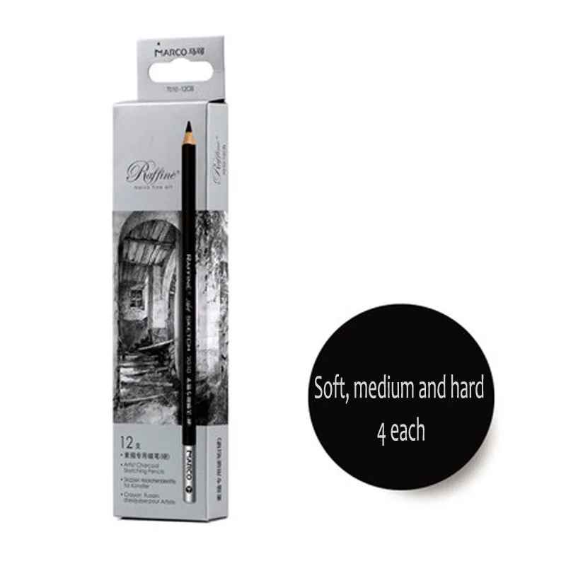12pcs/boxed Carbon Pen Highlight Pen White Sketch Pencil Sketch Art Supplies Professional Adult Hand-painted Carbon Pen - Цвет: Four branches each