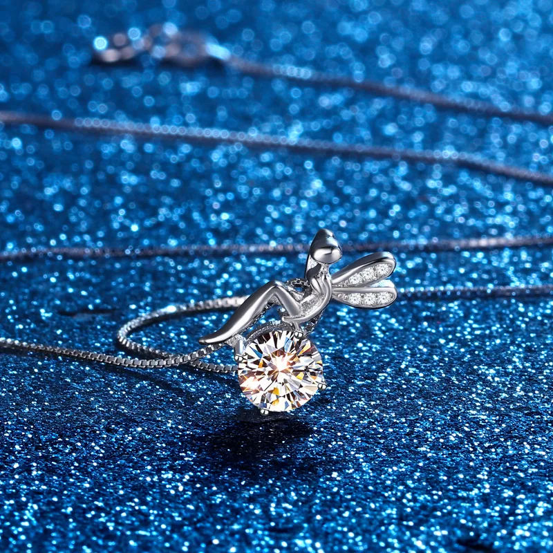 1CT Moissanite Elves Necklace For Women 925 Sterling Silver D Color VVS1 Excellent Cut Round Diamond Elf Necklace Fine Jewelry - Image 4
