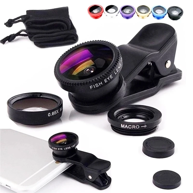 Fish Eye Lens Wide Angle Macro Fisheye Lens Zoom For iphone 12 11 XS MAX X Mobile Phone Camera Lens Kit ojo de pez para movil