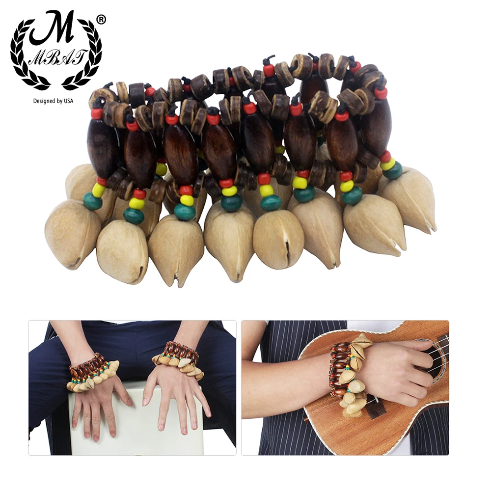 Hand Bell M MBAT Handmade Nuts Shell Bracelet Handbell for Djembe African Drum Conga Percussion Accessories Gift Musical Instrument
