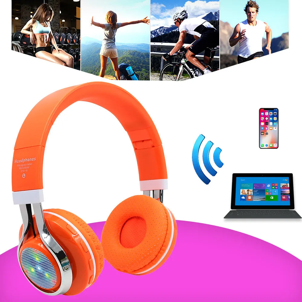 Orange 20 беспроводные наушники Bluetooth 4,1 Гарнитура с шумоподавлением наушники и радио с HD микрофоном Стерео дропшиппинг - Цвет: Orange