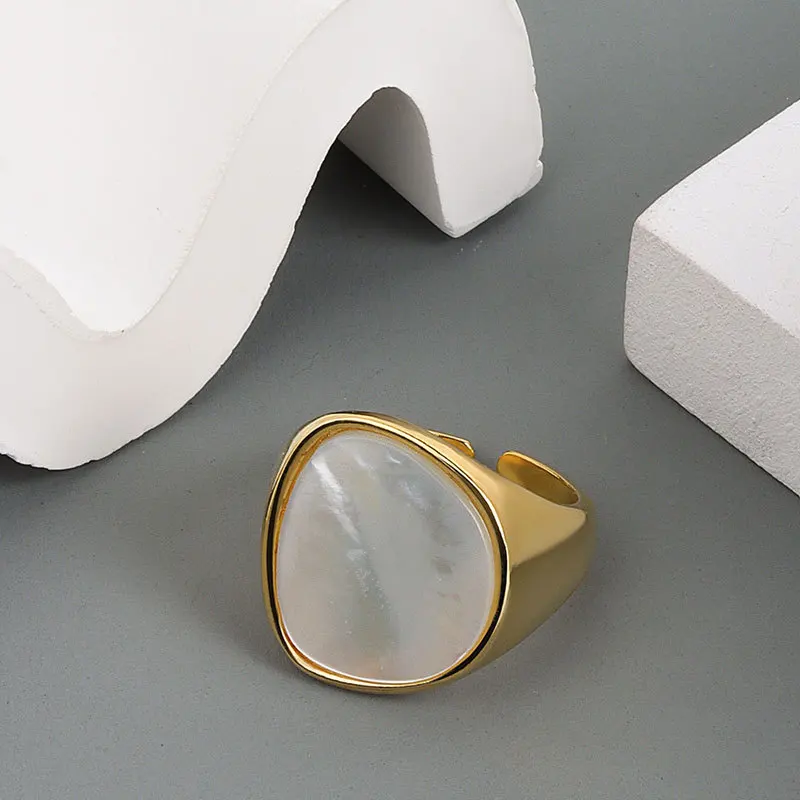 Silver Rings QMCOCO Trendy Shell Geometry Rings For Women Simple Vintage Silver Color Elegant Wedding Party Jewelry Index Finger Accessories