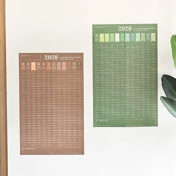 

Creative 2020 Large Calendar Planner Planner 365 Days Punch Card Fitness Schedule Self-discipline Table To Send 4 Stickers