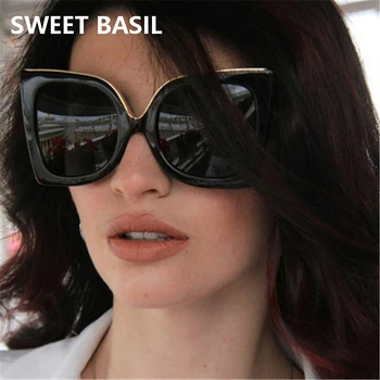 

SWEET BASIL 2021 New Fashion Womens Sunglasses Brand Retro Cat Eye Female Big Sun Glasses Vintage Eyewear UV400 gafas de sol