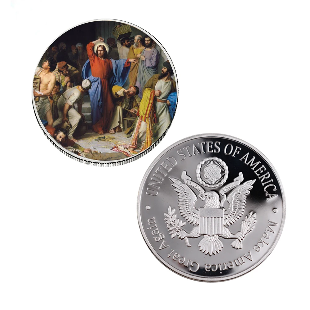 Home Decorative Souvenir Coin 999.9 Silver Plated Jesus Christian Gift