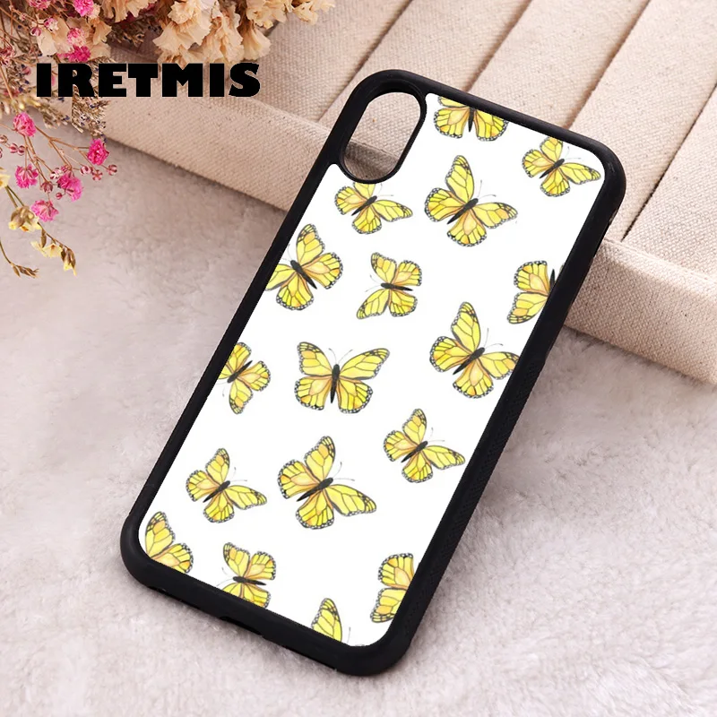 Iretmis 5 5S SE 2020 phone cover cases for iphone 6 6S 7 8 Plus X Xs Max XR 11 12 Mini Pro Soft Silicone TPU Yellow Butterfly | Мобильные