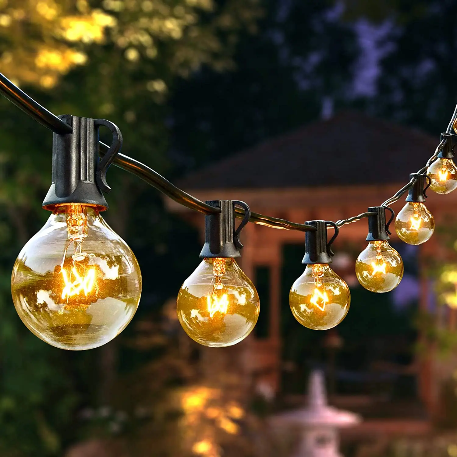 Fairy Garland G40 Globe String Lights with 25 Clear Bulbs 25Ft UL Listed Indoor&Outdoor Light Decoration for Garden Patio Party