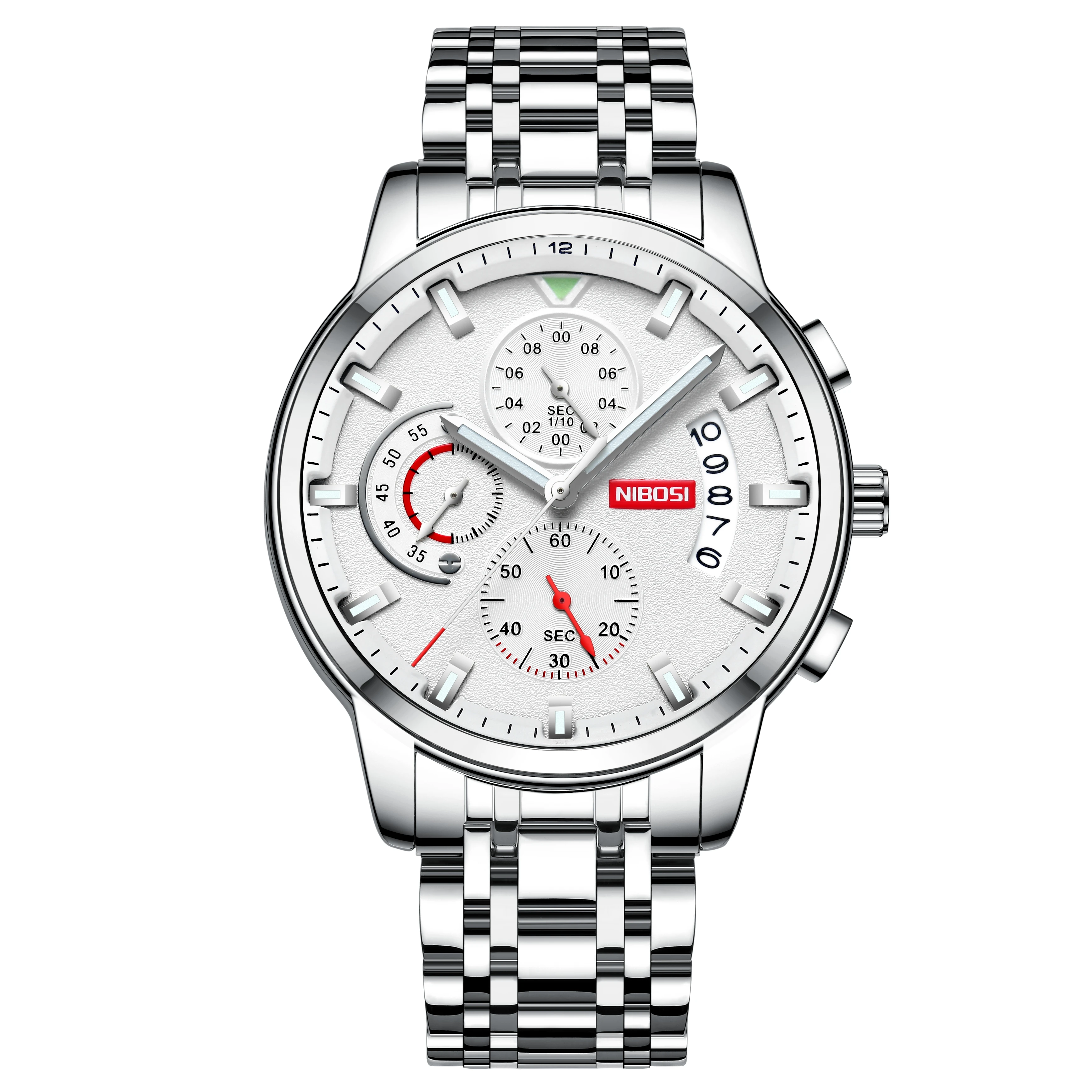 NIBOSI Top Brand Fashion Mens Watches Luxury Stainless steel Quartz Chronograph Clock Waterproof Watch For Men Relogio Masculino 