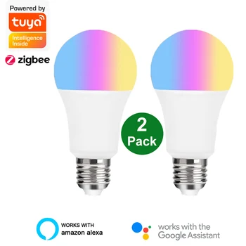

Tuya Zigbee smart LED light bulb RGB+CCT E27 220V Dimmable Multicolor Compatible with Alexa google home voice control