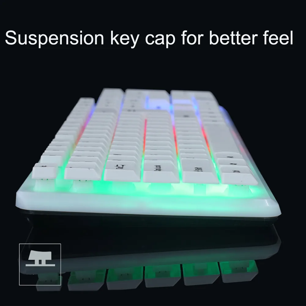 Модная Проводная клавиатура цветной светодиодный с подсветкой USB Проводная ПК Радужная игровая клавиатура мышь набор teclado mecanico# guahao