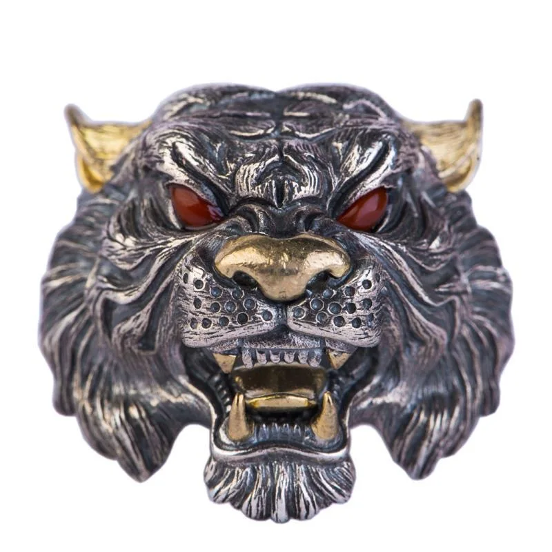 Fashion Creative Tiger Head Domineering Ring Mature Men Personality Beast Zodiac Ring Birthday Gift animal ring
