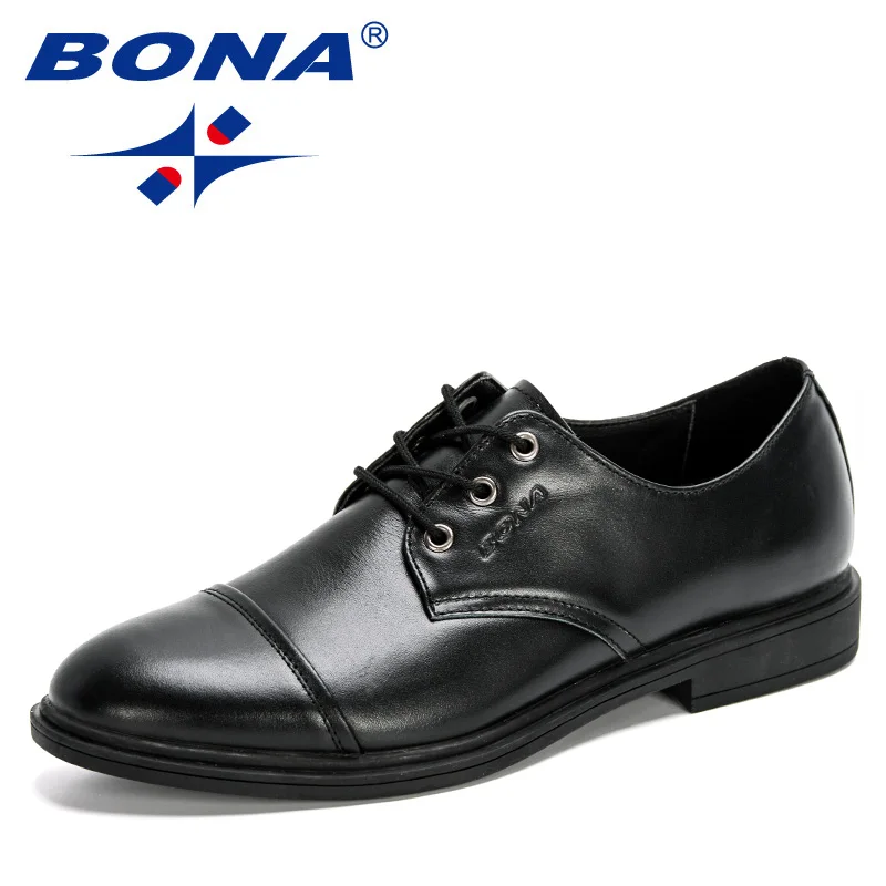 

BONA 2020 New Designers Business Single Leather Men Formal Shoes Office Party Wedding Lace Up Dress Shoes Mansculino Footwear