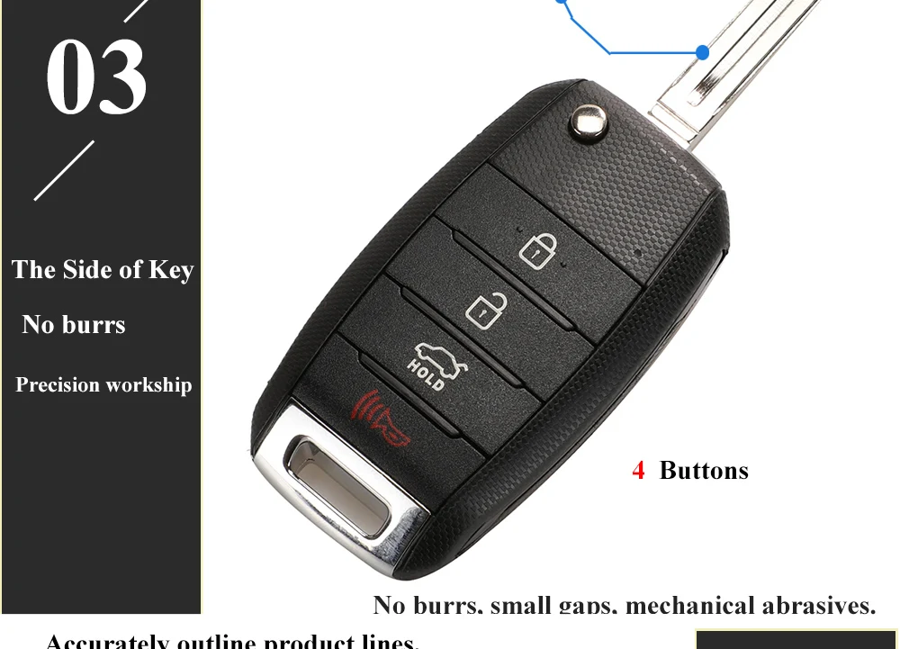 Keyforkess 3/4BT Flip Remote Car Key Shell per Kia Carens Ceed Rio Sportage Optima Sorento Cerato Soul Forte Seltos custodia Fob - H7e1f3b30ab6a48d880445c4de8dcf3c5K